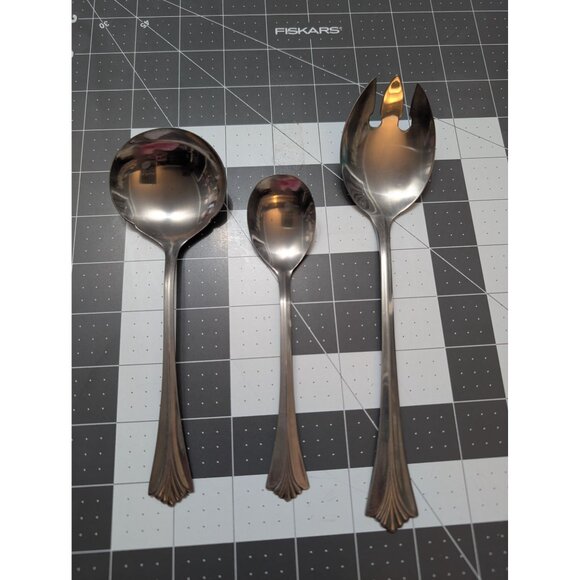 Rogers China Stainless Steel Triumph RG53 lot 3 Serving / tea spoon spork? flatw - Picture 1 of 15